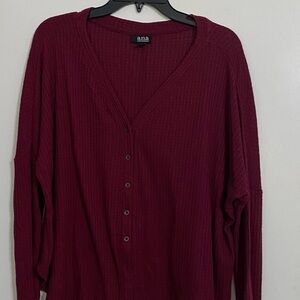 a.n.a Deep Red Button-Down Shirt